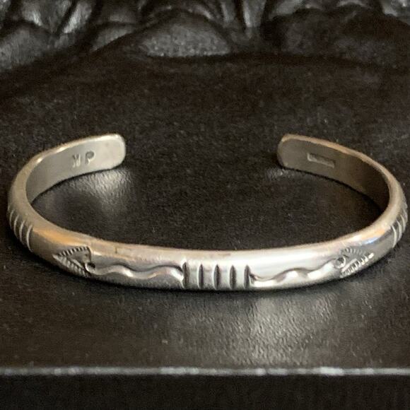 Handmade Native American Sterling Silver Cuff w/ Detailing by Neal Paquin - Picture 1 of 9